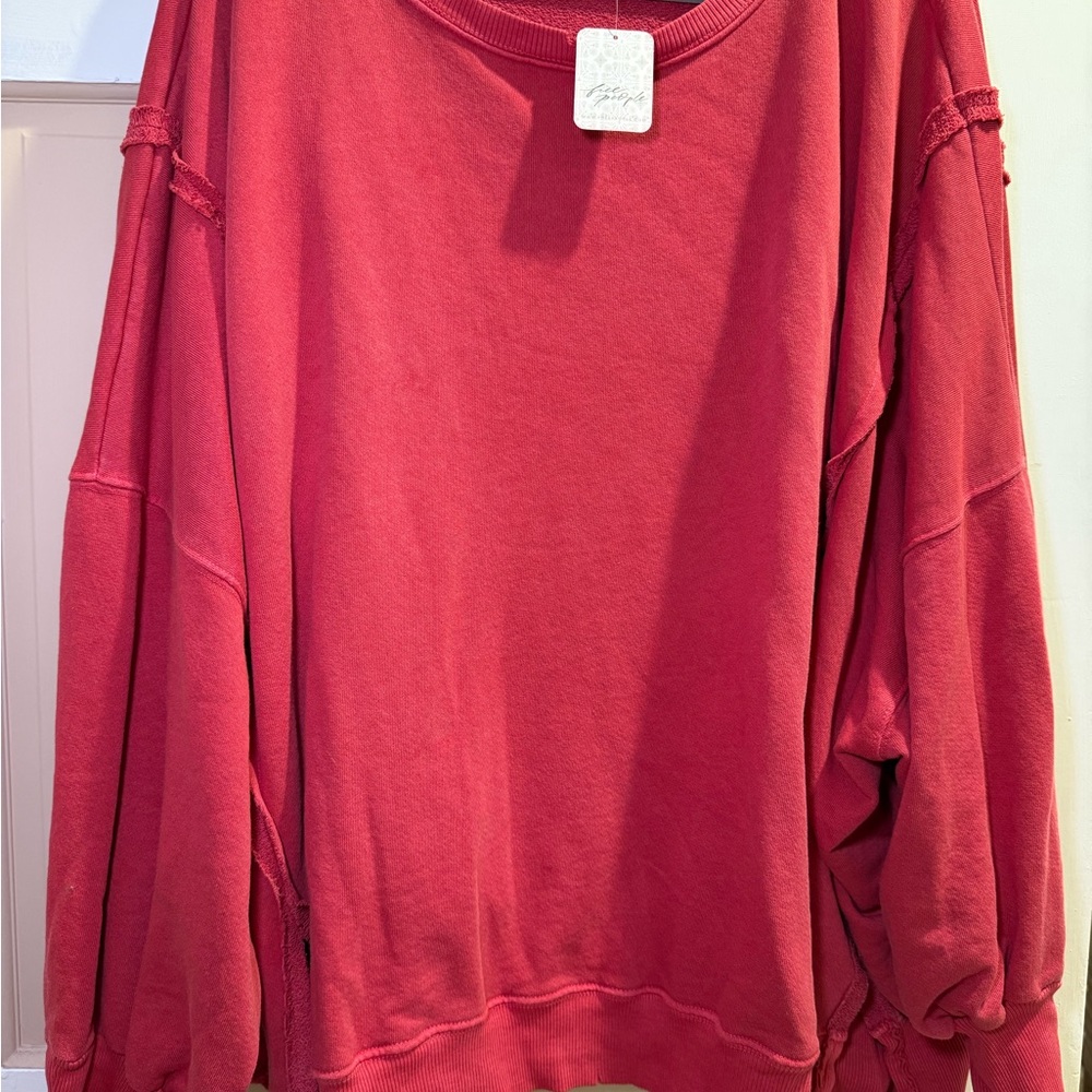 Free People Rich Red Crew Neck Sweater